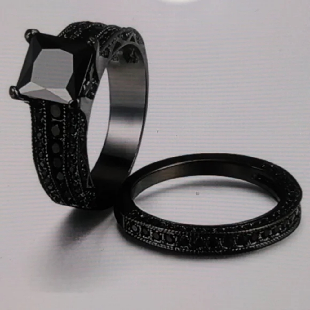 NEW 18K BLACK SAPHIRE STERLING SILVER RING - Picture 3 of 6